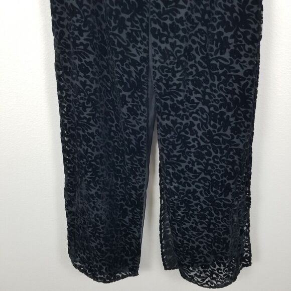 JR Nites By Caliendo Y2K 90s Flowy Sheer Velvet Pattern Party Prom Pants Size 10 - Picture 12 of 16